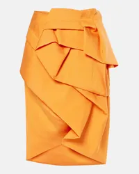 Dries van Noten Gonna midi in raso con drappeggio Arancione