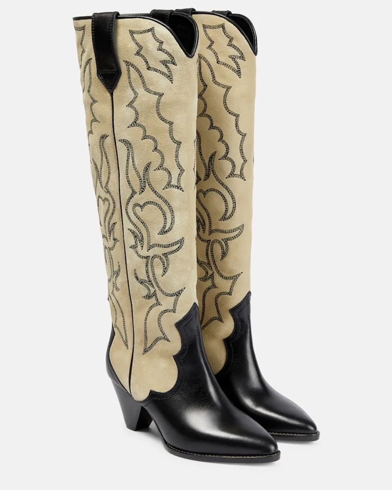 Isabel Marant Stivali texani Leila in suede e pelle Multicolore