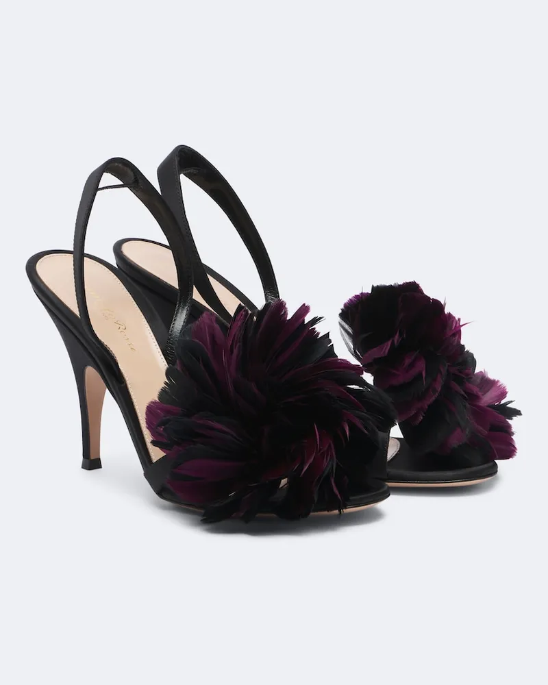 Gianvito Rossi Sandali slingback in raso Nero