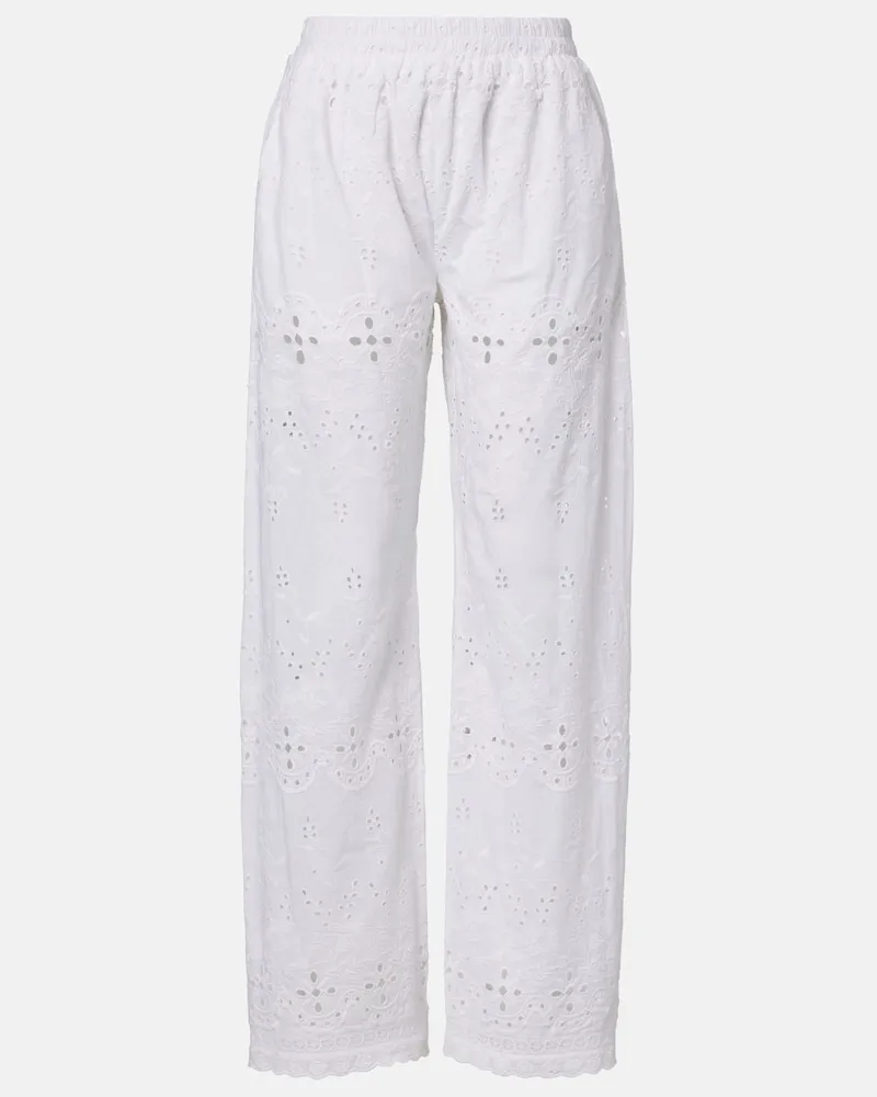 Melissa Odabash Pantaloni Lula in cotone a gamba larga Bianco