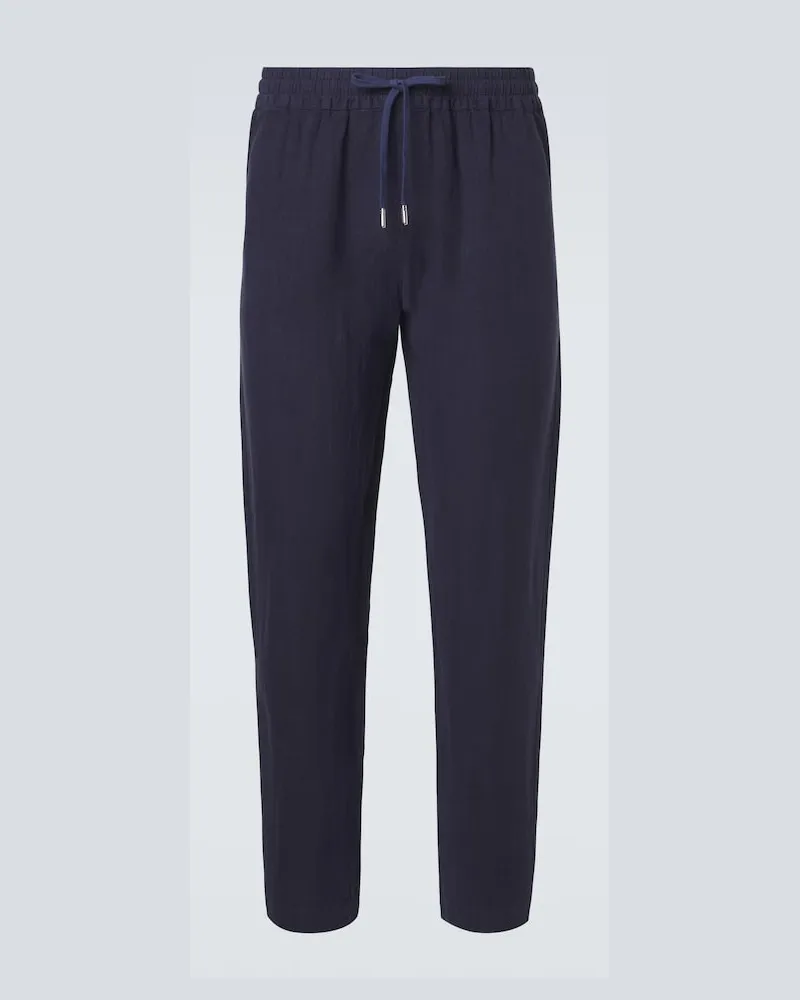 Thom Sweeney Pantaloni regular in lino Blu
