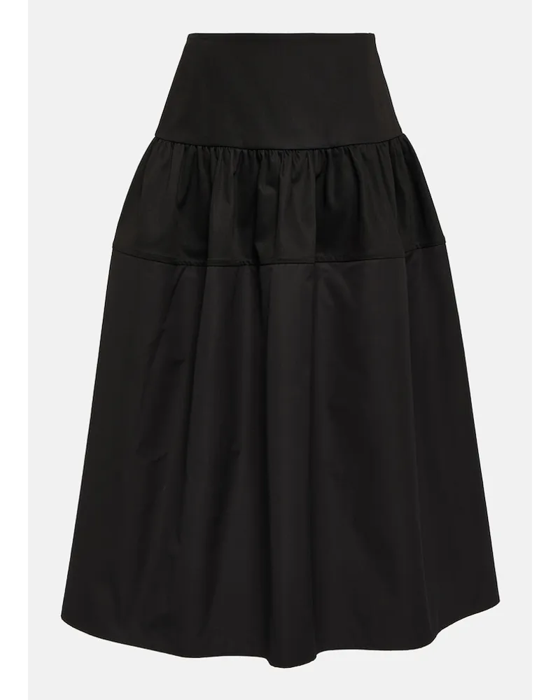 Jil Sander Gonna midi in cotone a vita alta Nero