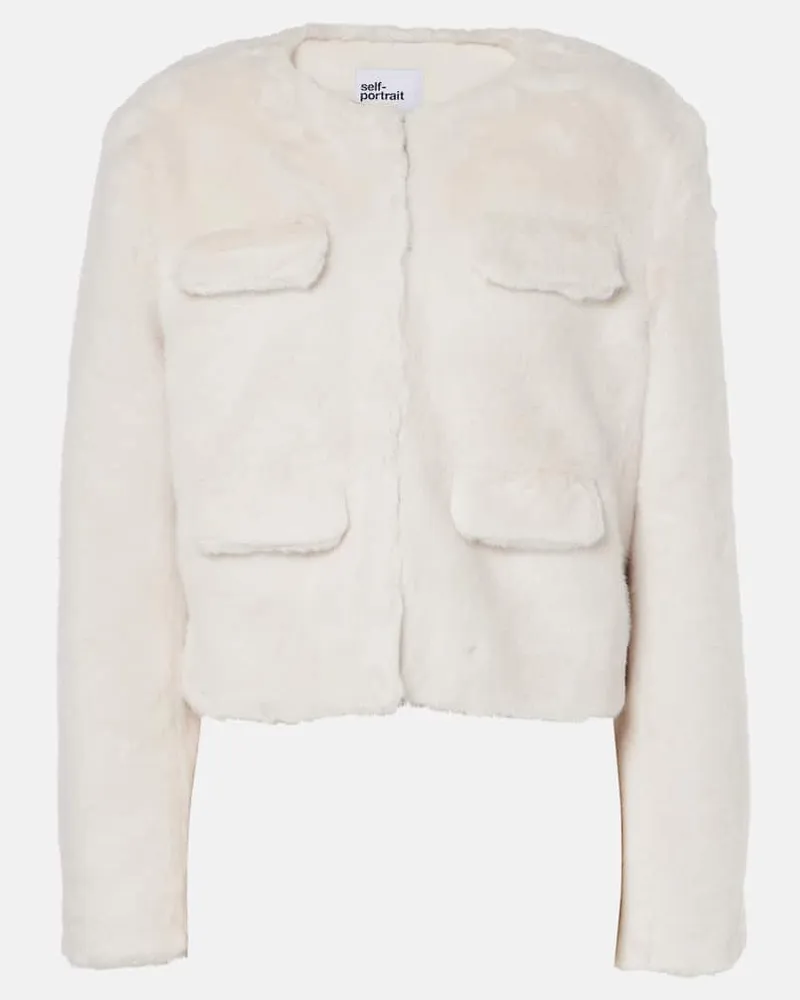 Self-Portrait Giacca in shearling sintetico Bianco