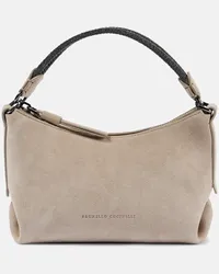 Brunello Cucinelli Borsa a spalla Small in suede Marrone