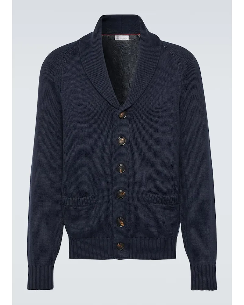 Brunello Cucinelli Cardigan in cotone Blu