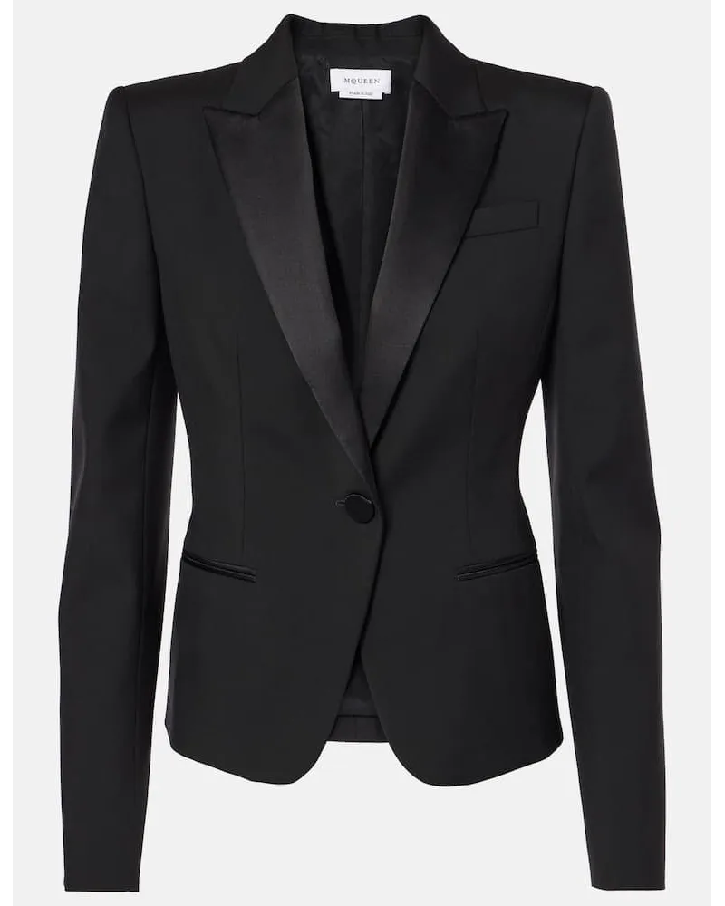 Alexander McQueen Blazer monopetto in lana Nero