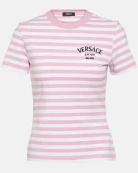 Versace T-shirt in jersey di misto cotone Multicolore