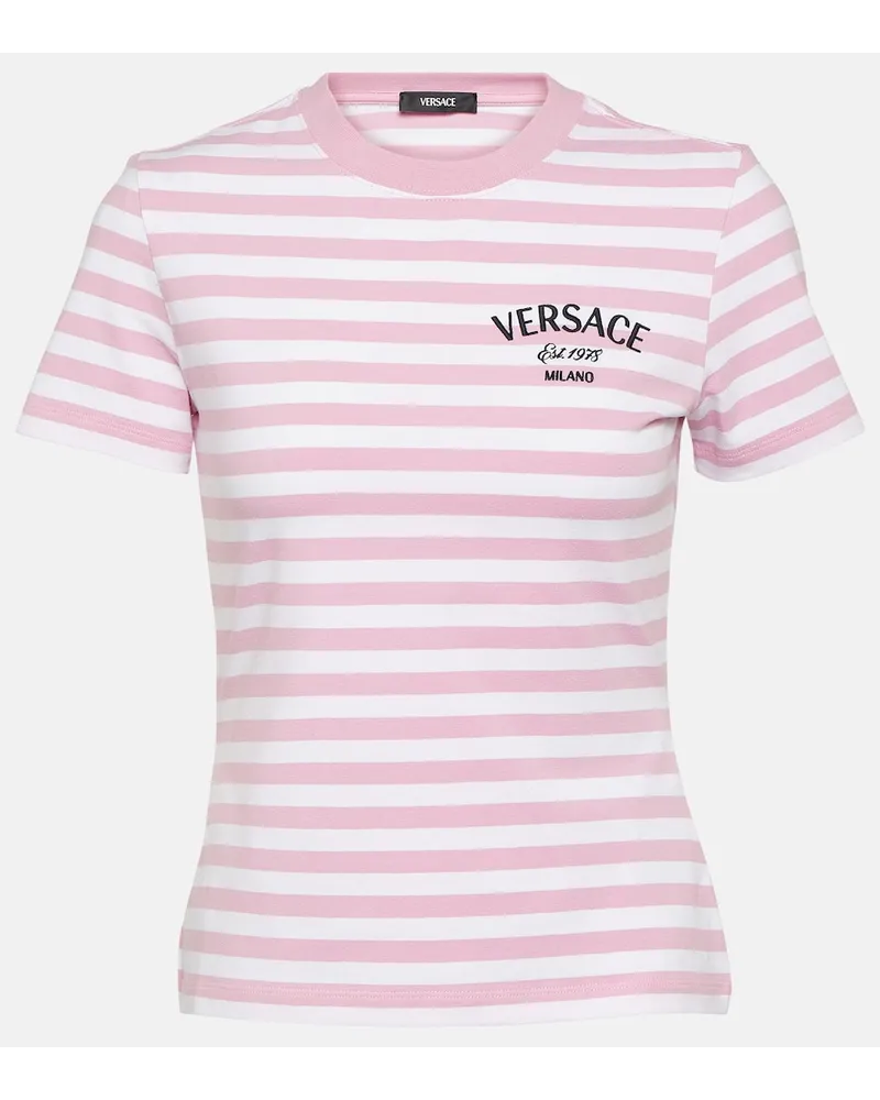 Versace T-shirt in jersey di misto cotone Multicolore