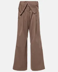 J.W.Anderson Pantaloni a gamba larga in twill Marrone