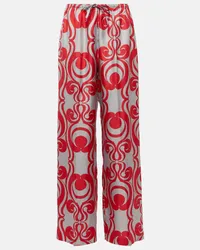 Dries van Noten Pantaloni in seta con stampa Multicolore