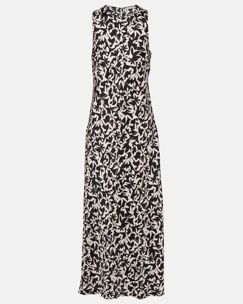 ASCENO Abito lungo Valencia in twill di seta Nero