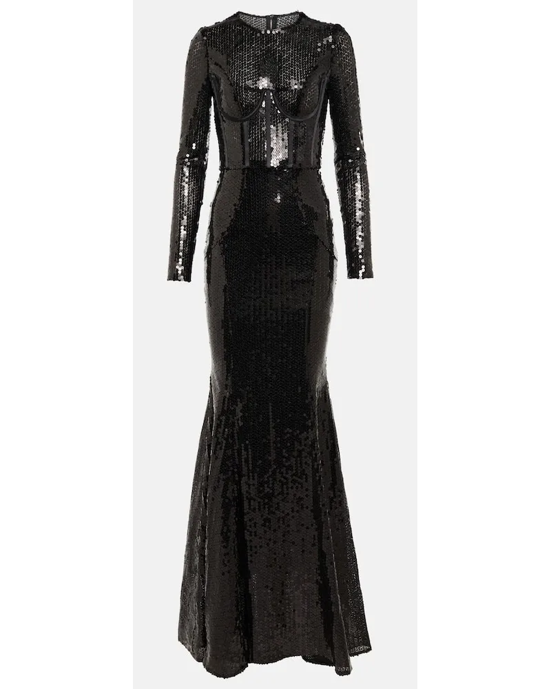 Dolce & Gabbana Abito lungo con pailettes Nero