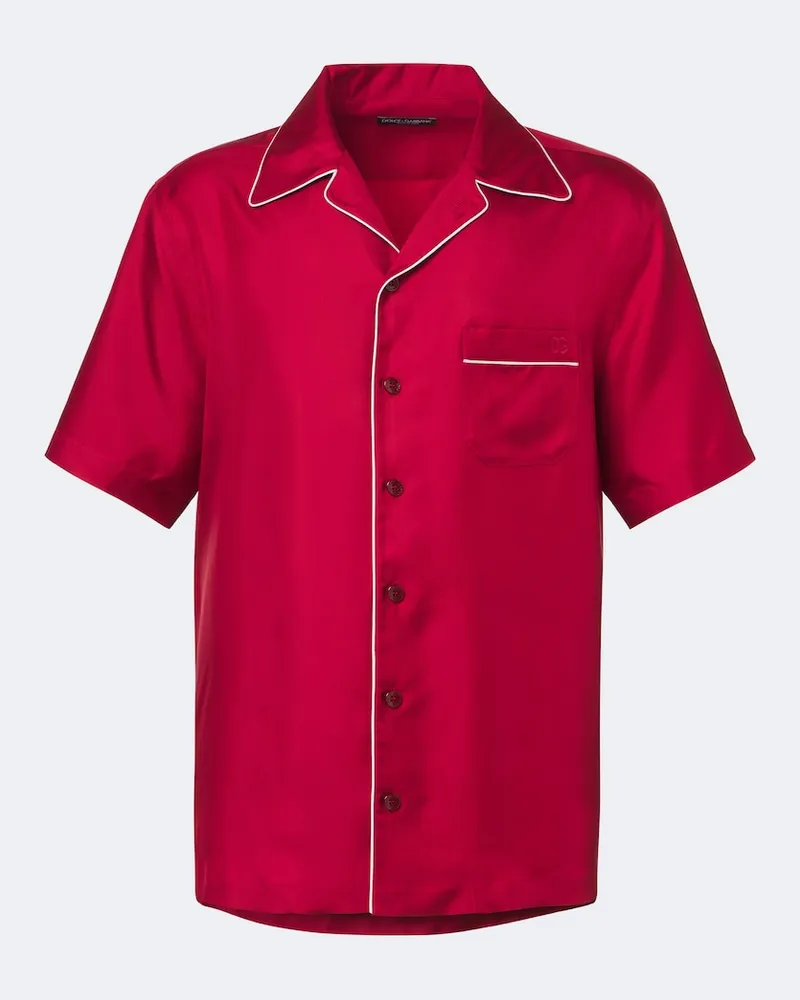 Dolce & Gabbana Camicia bowling in satin di seta Rosso