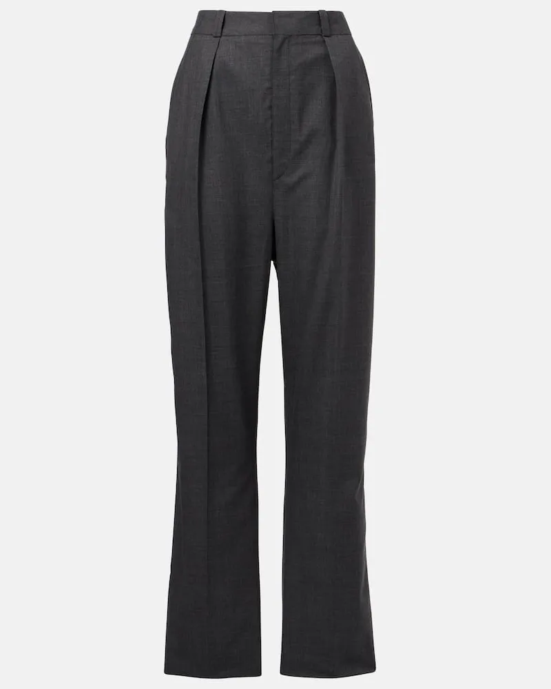 Christophe Lemaire Pantaloni regular in twill di lana Grigio