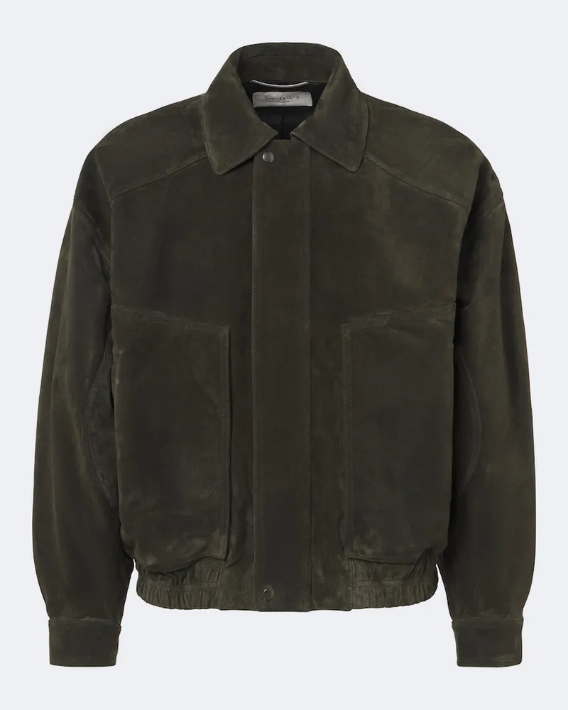 Saint Laurent Giacca in suede Verde
