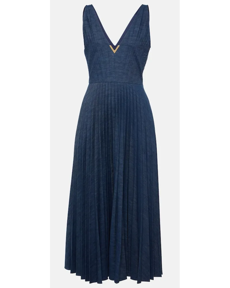 Valentino Garavani Abito lungo VGold in chambray Blu