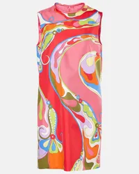 Emilio Pucci Abito corto Orchidee in twill di seta Multicolore