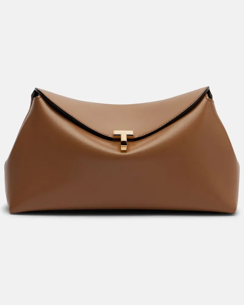 Totême Clutch T-Lock Small in pelle Marrone