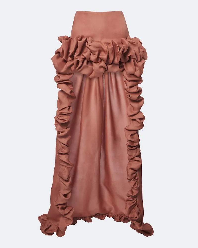 Saint Laurent Minigonna Bubble in gazar di seta Rosa