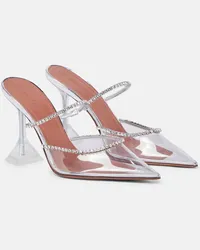 Amina Muaddi Mules Gilda in PVC con cristalli Argento