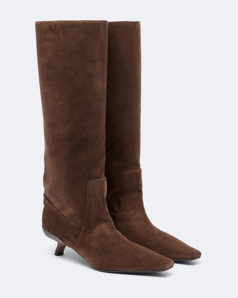 Brunello Cucinelli Stivali in suede Marrone