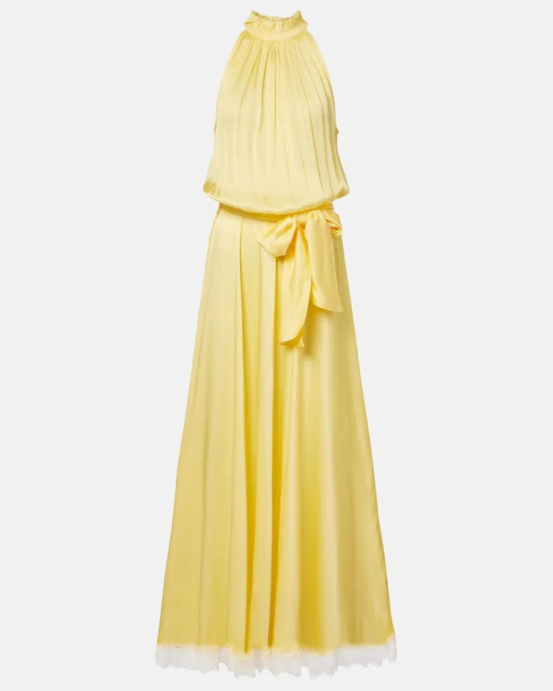 Poupette St Barth Abito lungo Nina in raso Giallo