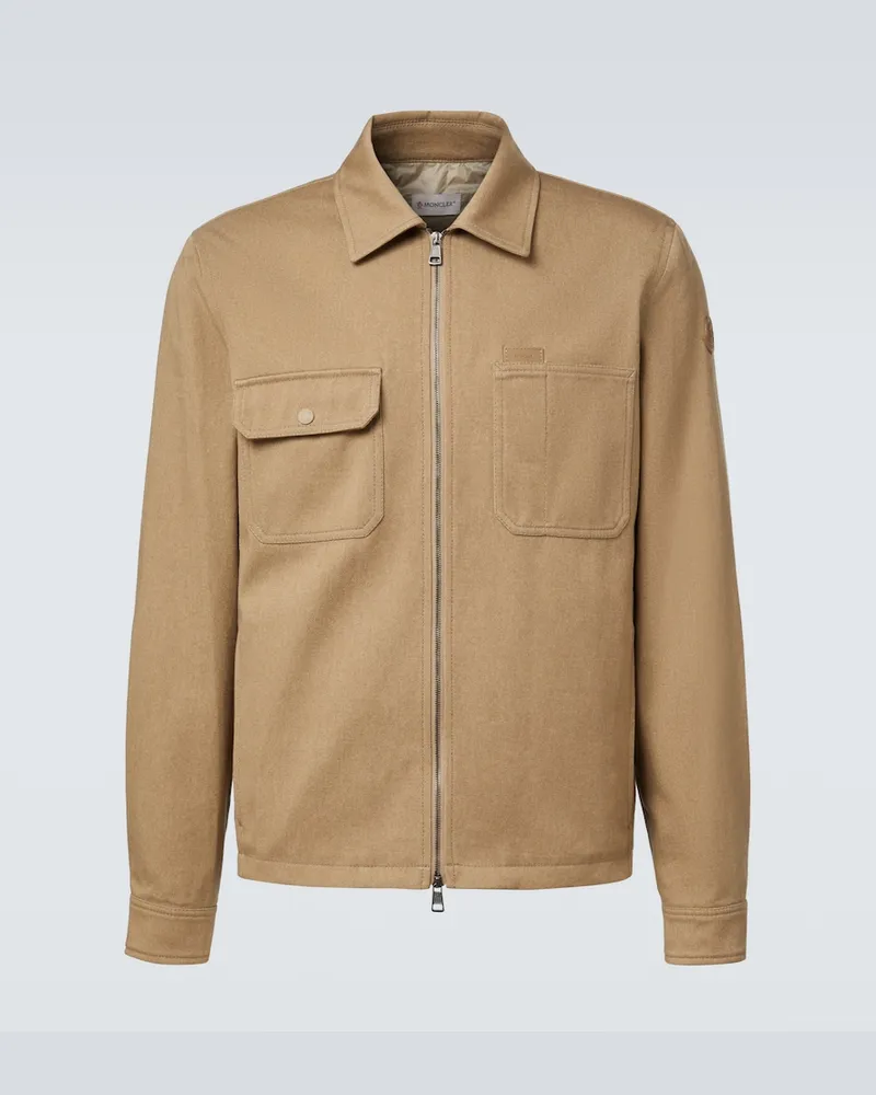 Moncler Giacca in cotone con pelle Beige