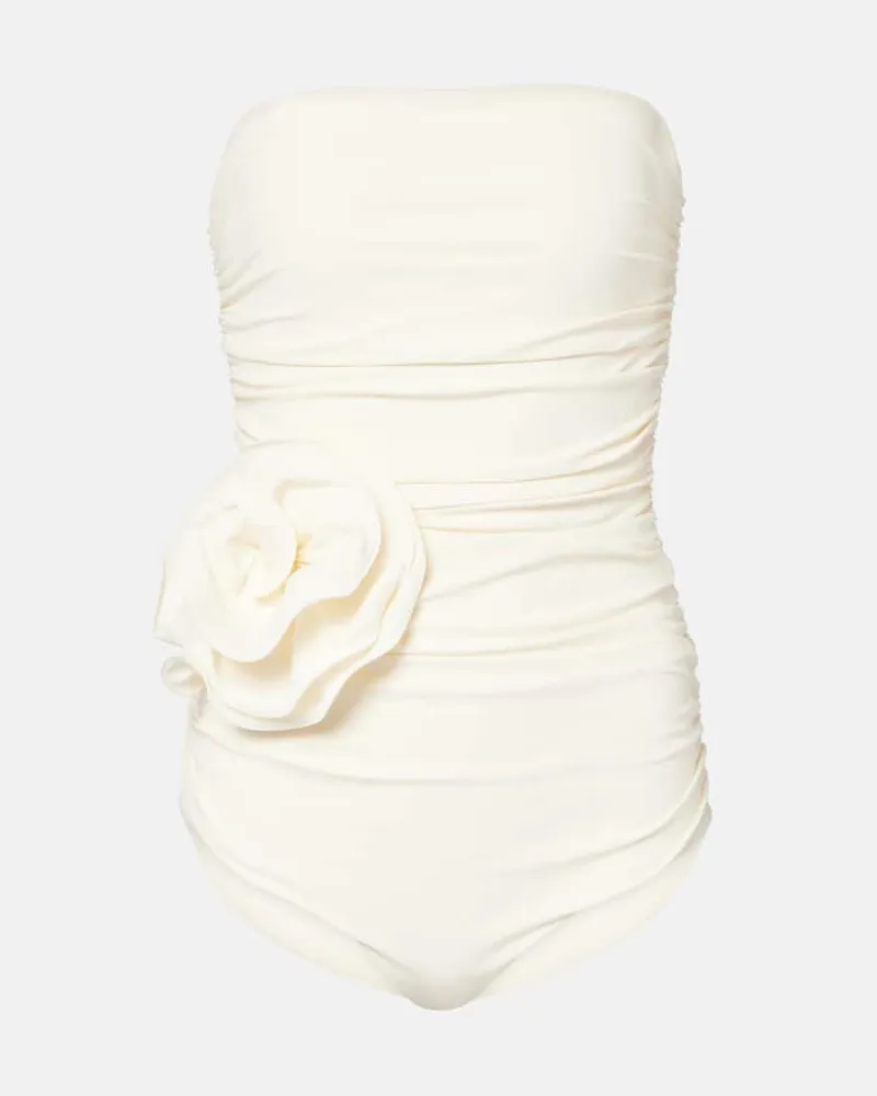 Magda Butrym Costume intero con applicazione floreale Bianco