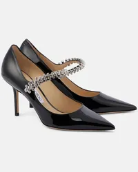 Jimmy Choo Pumps Bing 85 in vernice con cristalli Nero