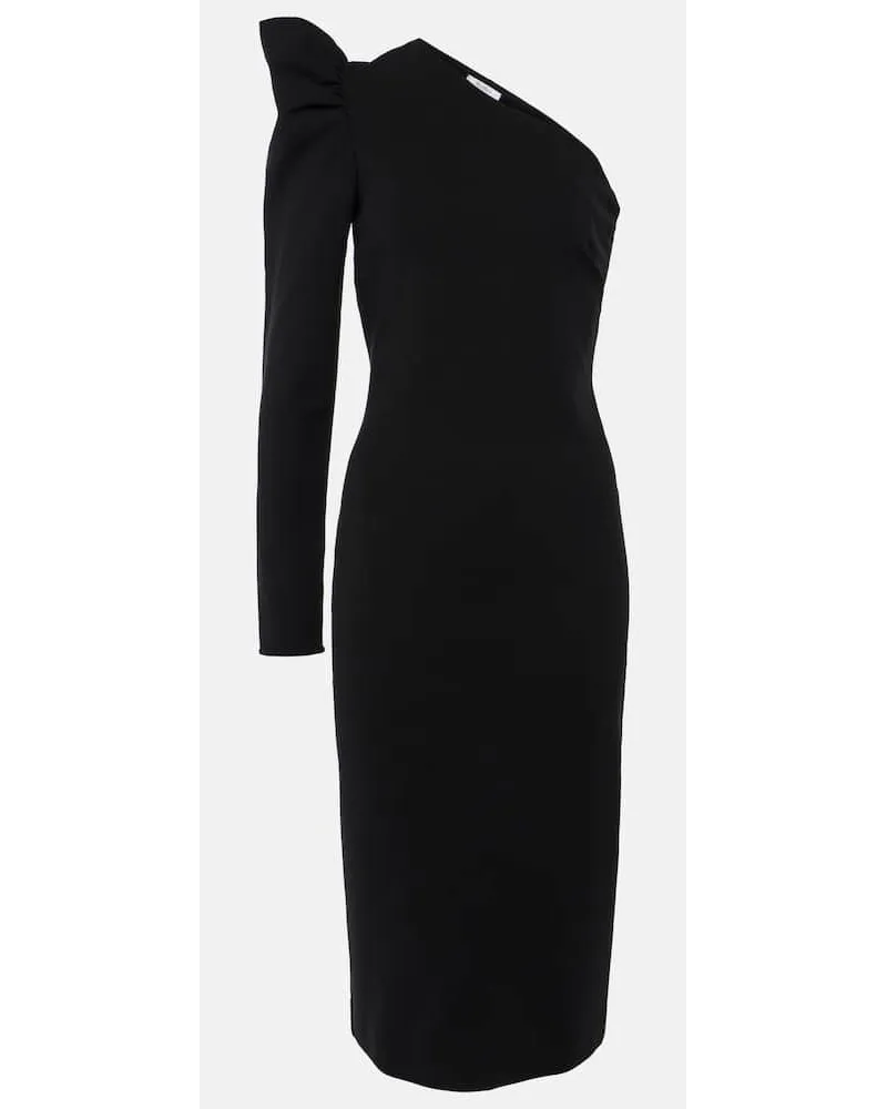 Max Mara Abito midi monospalla con volant Nero