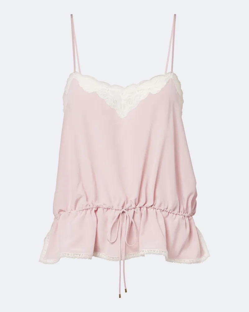 Chloé Chloé Top in seta crêpe de chine con pizzo Rosa
