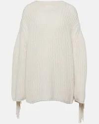 Lisa Yang Pullover Hilma in cashmere con frange Neutro