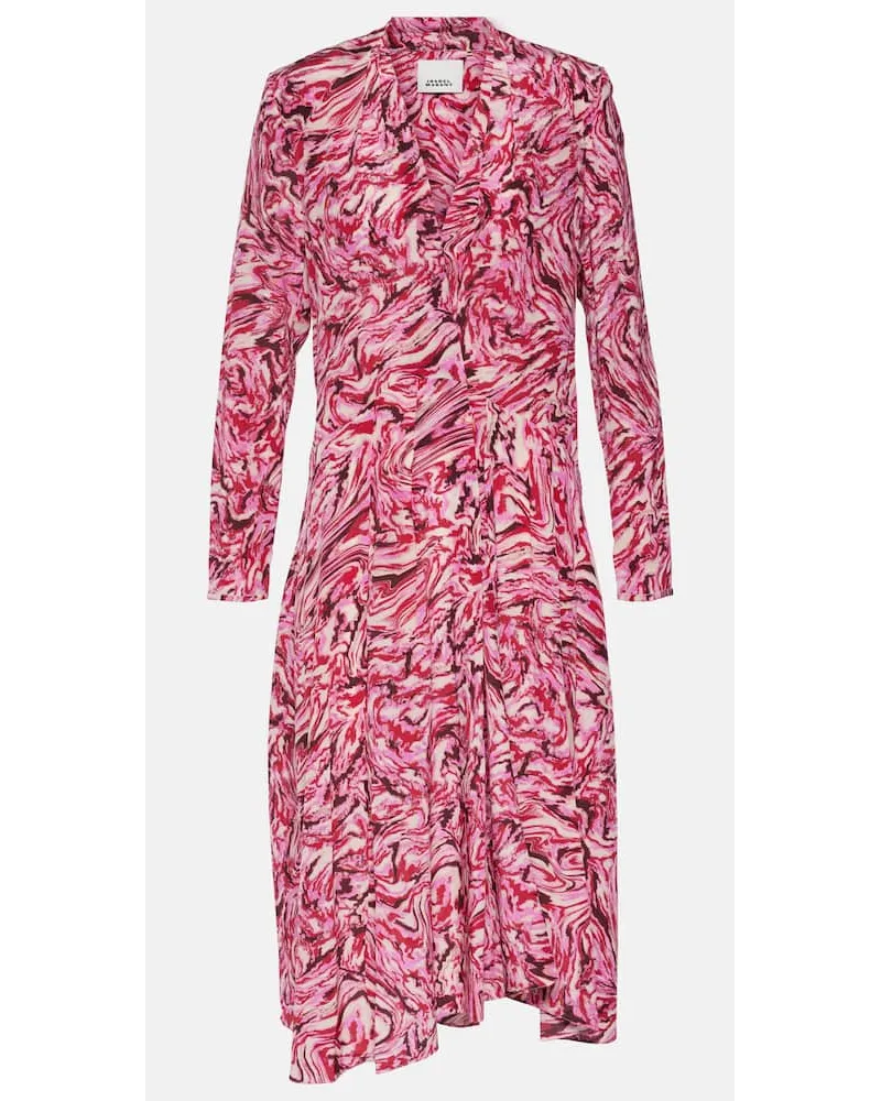 Isabel Marant Abito midi Patel in seta con stampa Rosso