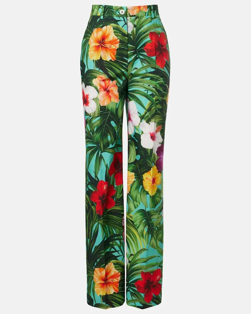 Dolce & Gabbana Pantaloni a gamba larga in cotone Multicolore