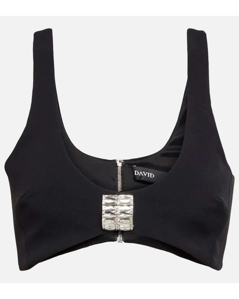 David Koma Top in cady con cristalli Nero
