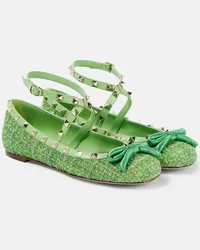 Valentino Garavani Ballerine Rockstud in tweed lamé Verde