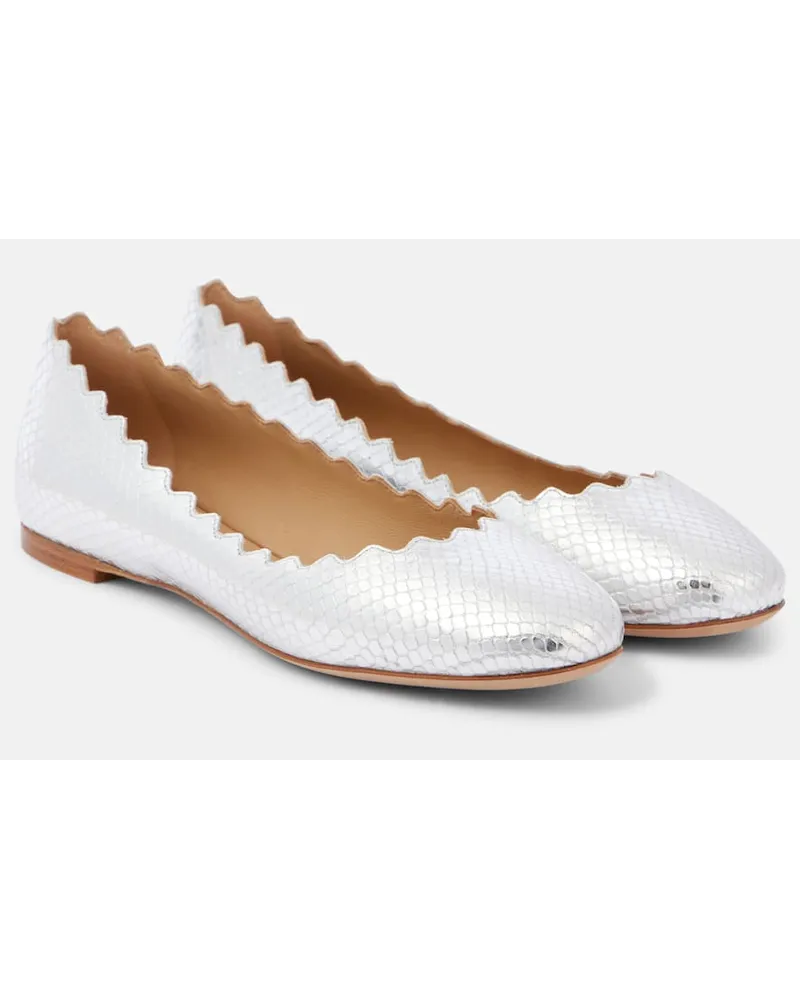 Chloé ChloÃ© Ballerine Lauen in pelle stampata Argento