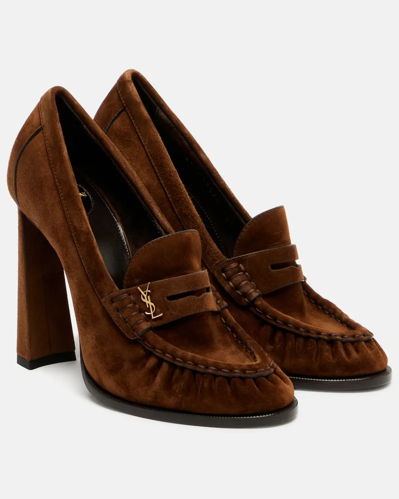 Saint Laurent Pumps mocassino Le Loafer 110 in suede Marrone