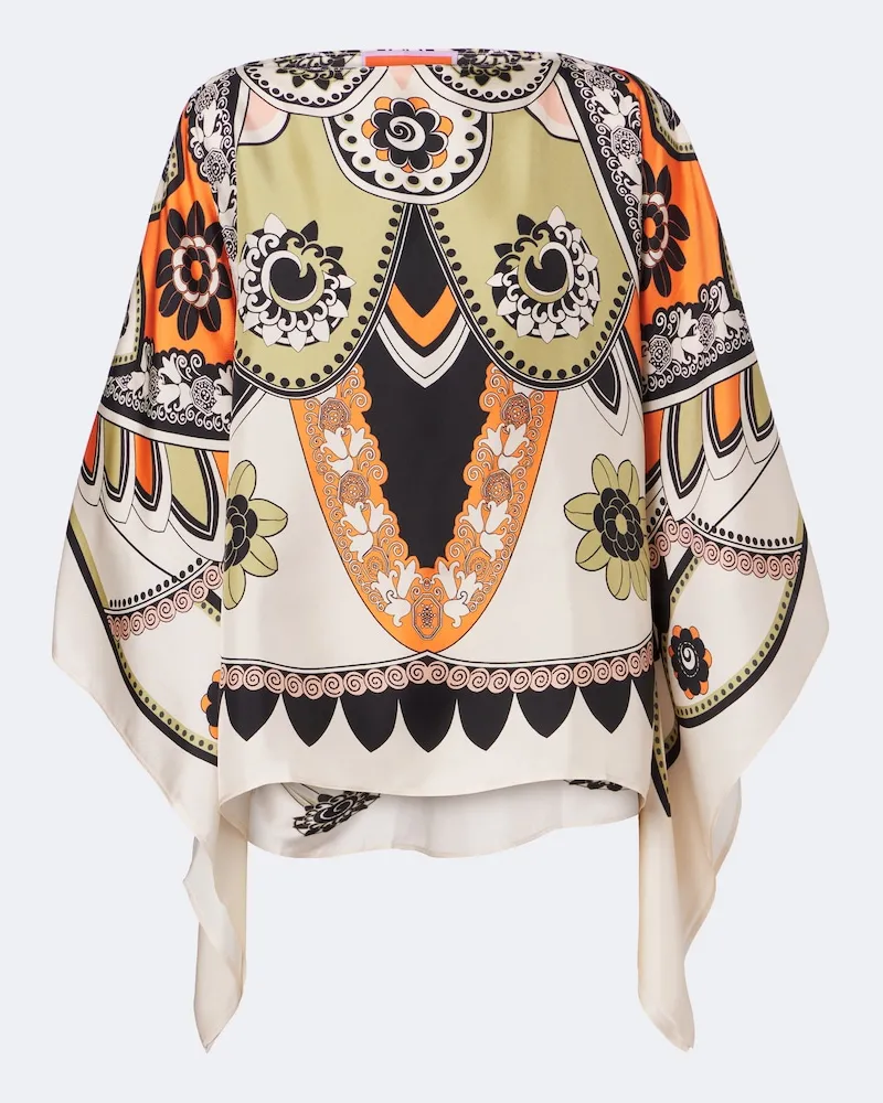 La DoubleJ Top in twill di seta con stampa Multicolore