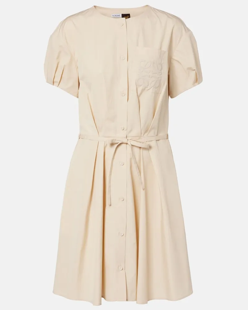Loewe Paula's Ibiza - Abito chemisier Anagram in misto cotone Beige
