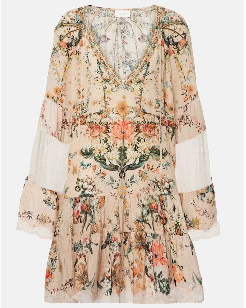 Camilla Miniabito in crÃªpe di seta con stampa floreale Multicolore