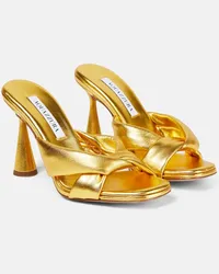 Aquazzura Mules Amore in pelle metallizzata Oro