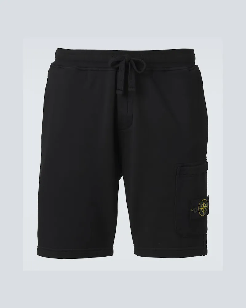 Stone Island Shorts Compass in cotone Nero