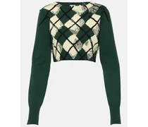 Burberry Pullover cropped in cotone Verde