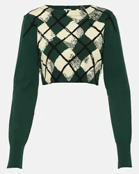 Burberry Pullover cropped in cotone Verde