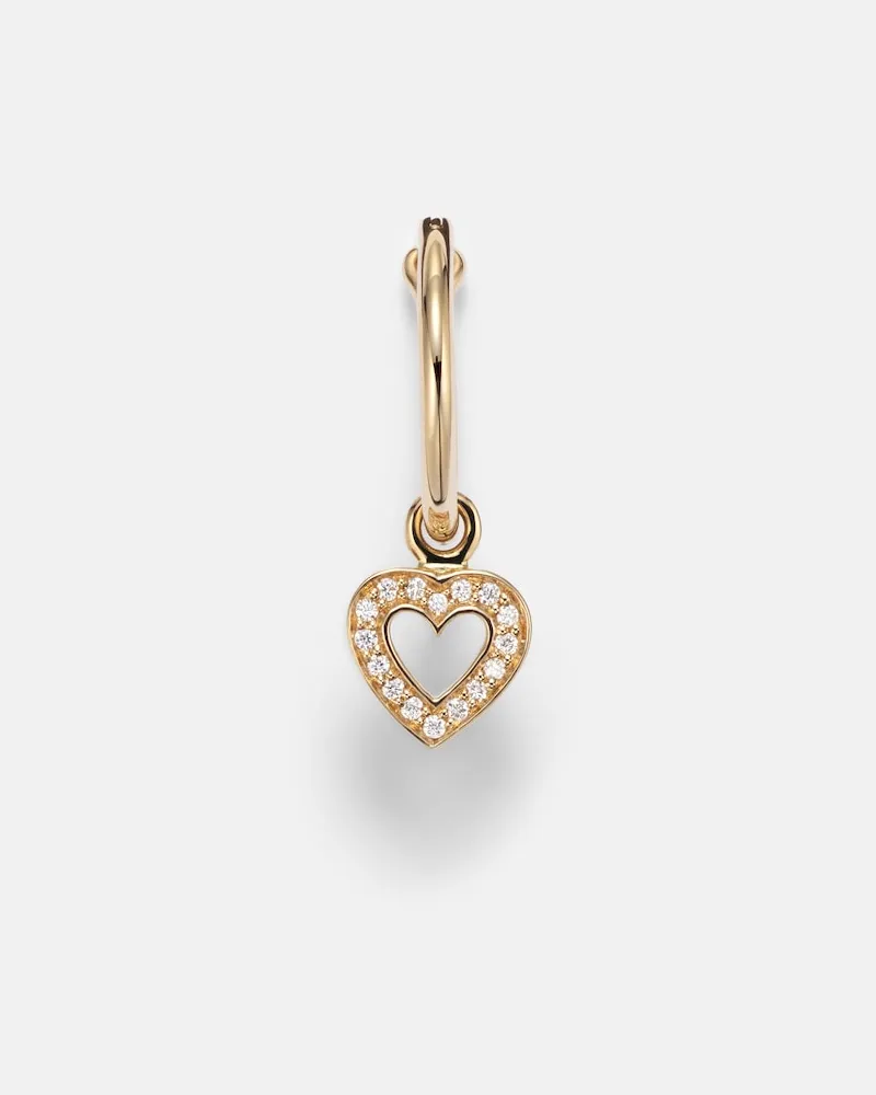 Sophie Bille Brahe Orecchino a cerchio singolo Lettre De Mini CÅur in oro 18kt con diamanti Oro