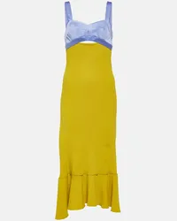 Victoria Beckham Abito midi in raso e cady Giallo