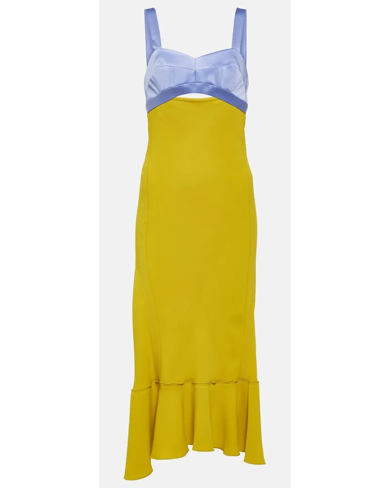 Victoria Beckham Abito midi in raso e cady Giallo