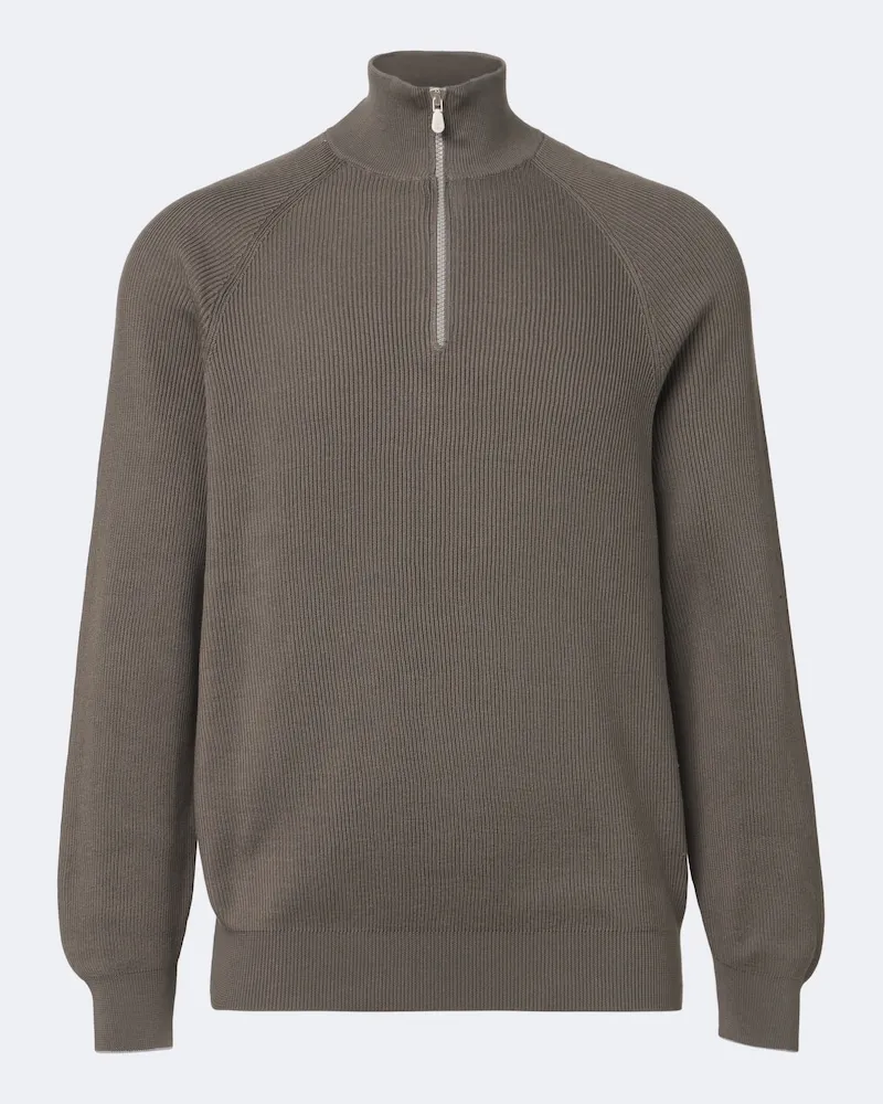 Brunello Cucinelli Pullover in cotone a coste Grigio