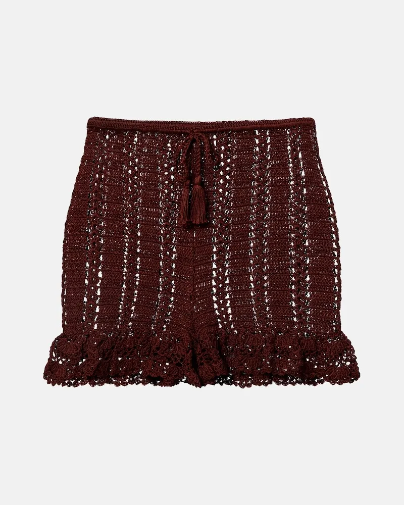 Anna Kosturova Shorts in crochet di cotone Marrone